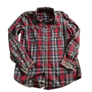 Red and Blue Button Down Shirt with Classic Collar